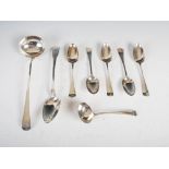 A collection of antique silver flatware, to include: three George II silver table spoons, London