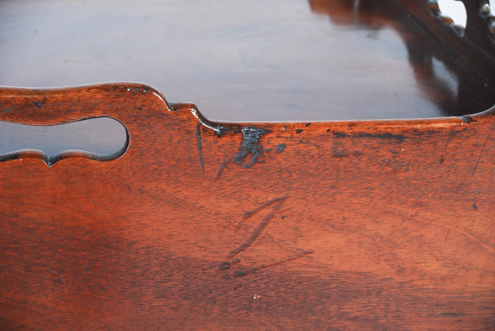 A George III mahogany tray top commode, the rectangular top with three quarter gallery and pierced - Image 10 of 10