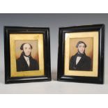 George Marshall Mather (fl.1827-1857) A pair of portrait miniatures, possibly two brothers painted