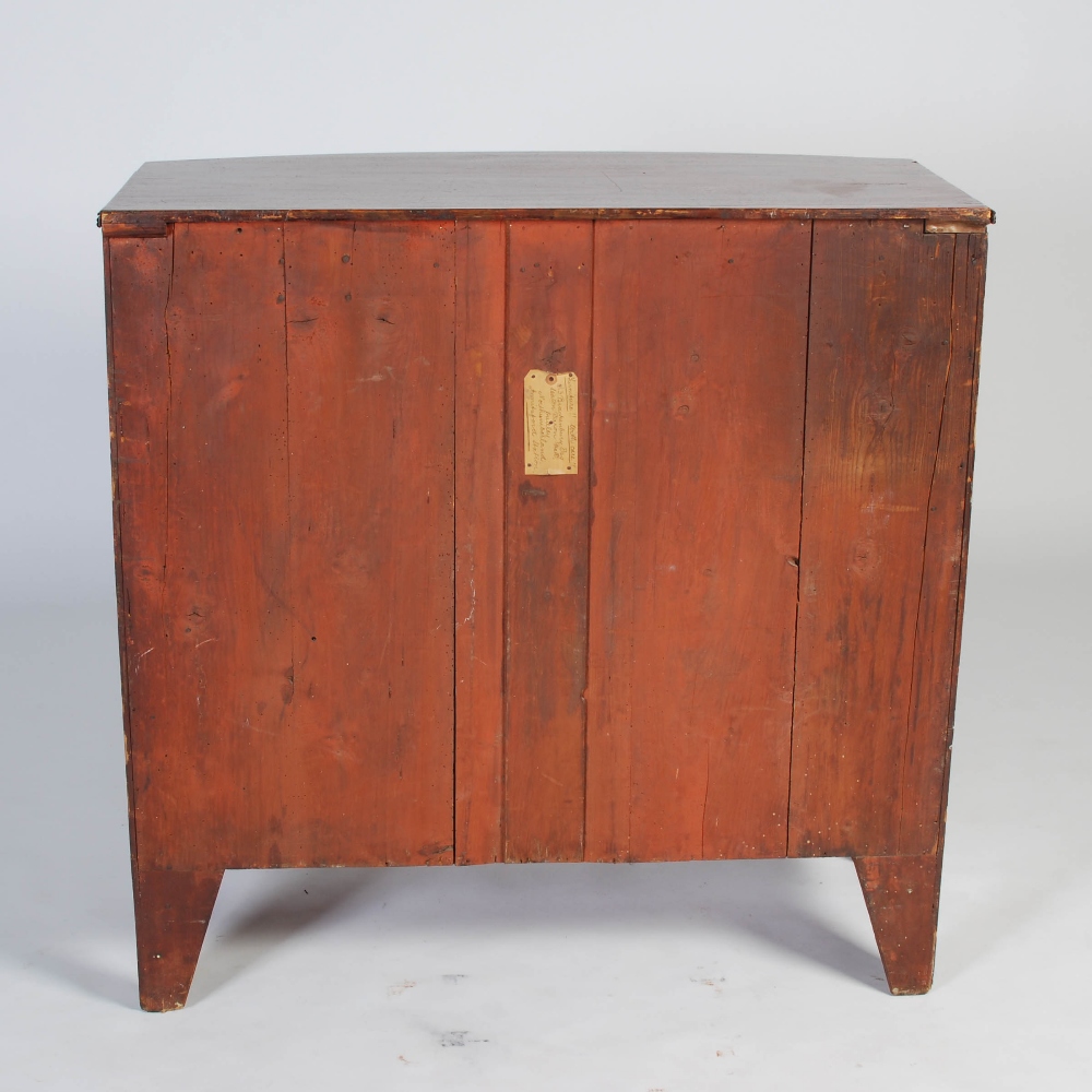 A George III mahogany bow front chest, the shaped top with an applied reeded edge, over two short - Image 7 of 8