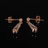 HERBERT MARX, A pair of 9 carat rose gold drop earrings, Stamped: HM Ld and 375, Weight 1.7g.