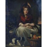 19th century British school Portrait of a young girl and dog oil on canvas 113cm x 88cm