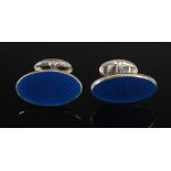 PHILIP KYDD, A pair of silver and blue enamel oval cufflinks, Stamped: PGK, 925 and Edinburgh