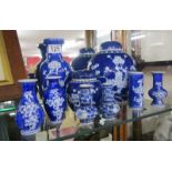 Collection of Oriental style blue & white ceramics to include 2 ginger jars