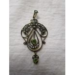 Peridot, pearl & diamond set pendant