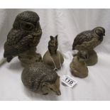 5 Poole pottery animal figurines