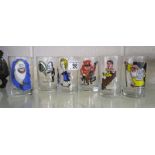 Collection of 6 political cartoon glasses by Cummings