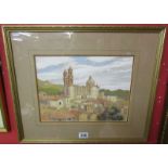 Watercolour - Church scene - Victor Coverley-Price