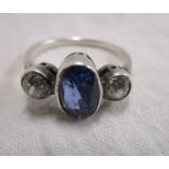 Platinum, sapphire & diamond 3 stone ring