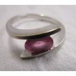 18ct white gold pink tourmaline designer ring