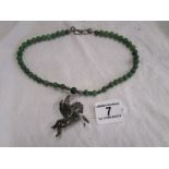 Jade & silver mounted necklace