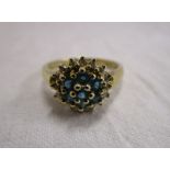 Gold diamond & stone set cluster ring