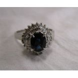 Platinum, sapphire & diamond cluster ring