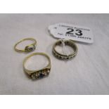 3 gold stone set rings