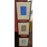 3 L/E 99/100 abstract 2 colour serigraph prints signed Acerbi 76