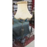 Adjustable brass standard lamp - Approx max height 210cm including shade