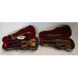 2 miniature cased violins