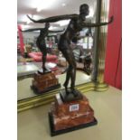 Bronze - Art Deco lady figure - H: 48cm