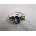 Platinum diamond & sapphire 3 stone ring