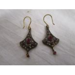 Pair of ruby & diamond earrings