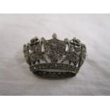 Antique silver stone set crown brooch