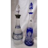 2 cut glass decanters to include 1 silver mounted