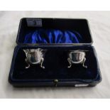 2 cased silver condiment pots