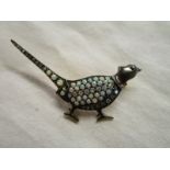 Opal & diamond pheasant brooch