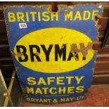 Bryant & May enamel advertising sign (51cm x 76cm)