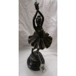 Bronze - Ballerina on marble base - Approx H: 32cm