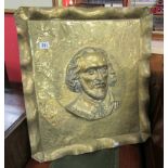 Brass Shakespeare relief plaque with history verso - 64cm x 59cm