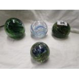 Collection of 4 Kerry Glass paperweights