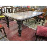 Victorian carved oak wind-out table - Fully extended approx H: 72cm W: 119cm L: 235cm