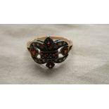 Garnet & diamond antique style ring