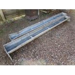 Pair of long galvanised pig troughs - L: 244cm