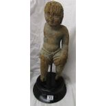 Early carved wood figure with signs of original paint - Approx H: 55cm
