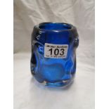 Whitefriars blue glass vase - G Baxter - Approx H: 13cm
