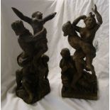 2 fine early oak carvings - Approx H: 34cm