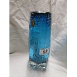 Kingfisher blue Whitefriars vase - Geoffrey Baxter design - Approx H: 23.5cm