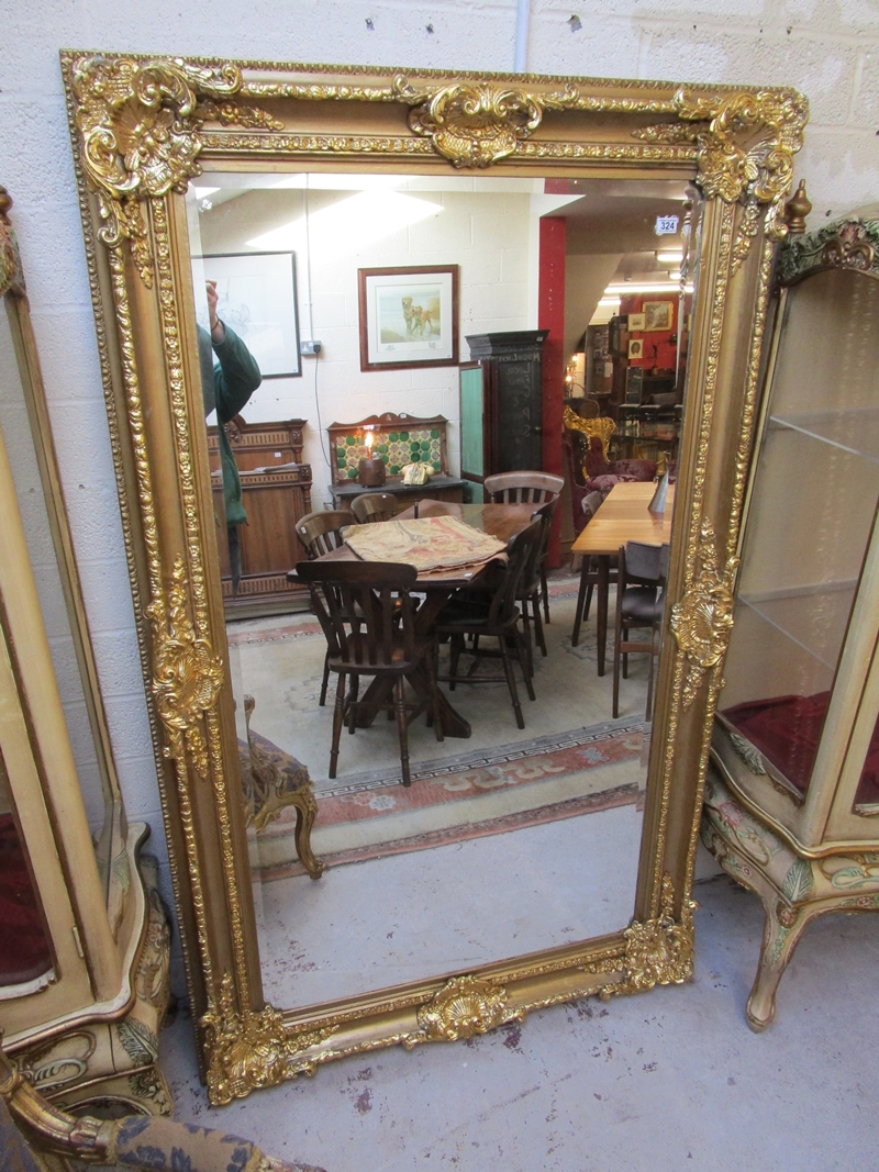 Very large gilt frame & bevelled glass mirror - 202cm x 124cm