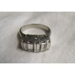 Fine platinum baguette diamond set ring - 1.72ct baguette diamonds