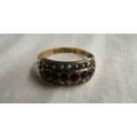 Antique ruby & seed pearl set ring circa 1902