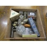 Bovril box of collectables to include ink wells etc