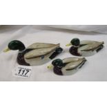 3 Beswick Peter Scott signed Mallards - 2 A/F