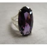 Silver & amethyst set ring