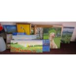 Collection of 14 oil paintings by local Worcester artist Giuliano Ponzi