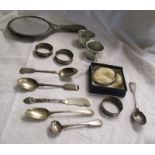 Collection of silver & white metal to include mirror