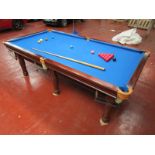 8 foot x 4 foot slate bed snooker table - With accessories including 3 branch centre light, balls,