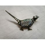 Opal & diamond pheasant brooch