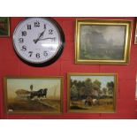 2 horse themed oils on board signed Tom Ellis and John Constable print